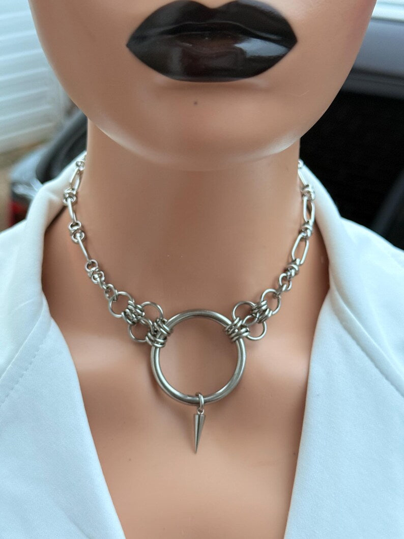 O-Ring Spike Choker Chain Necklace