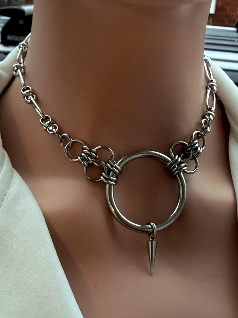 O-Ring Spike Choker Chain Necklace